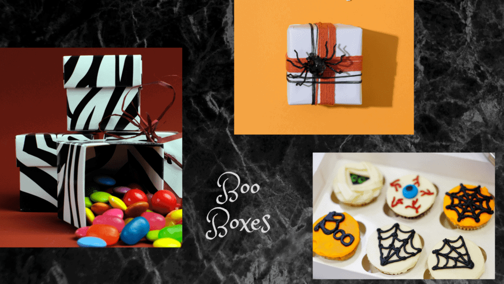 Alternative to Trick or Treating -Examples of Halloween Boo Boxes