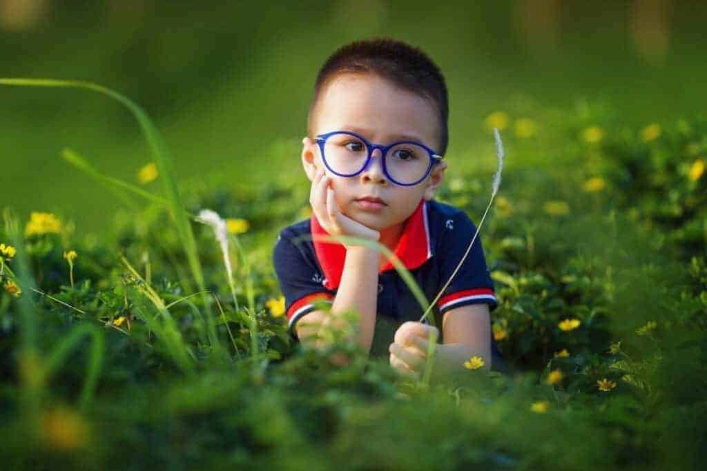 Kid Wearing Blue Light Glasses