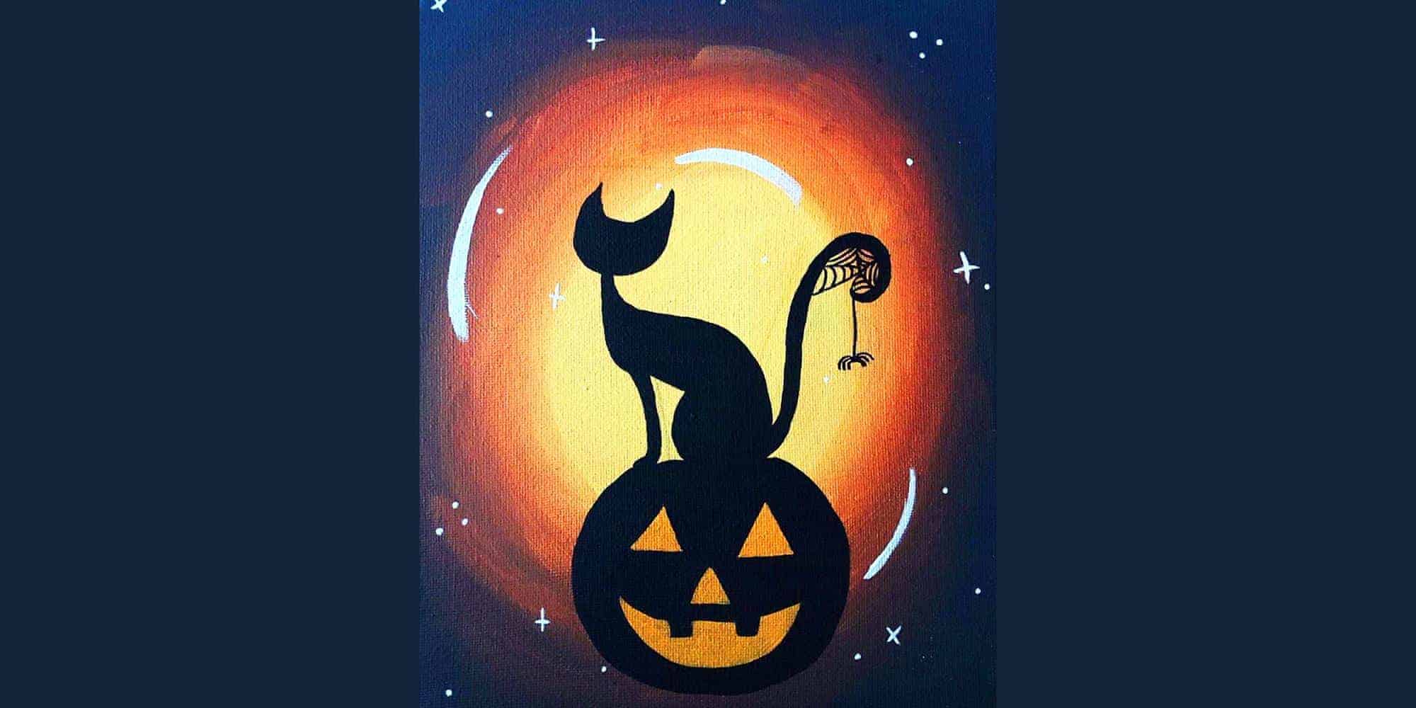 30 min Halloween Scenery Painting: Cat Jack O Lantern ($6) – The Kid On ...