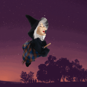 Italian - Befana, the Christmas Witch - flying on broom on Christmas eve