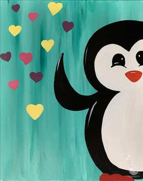 Painting With A Twist - Coral Gables - Peekaboo Penguin