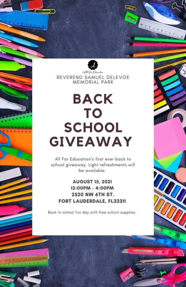 All For Education - Back To School Giveaway - Fort Lauderdale