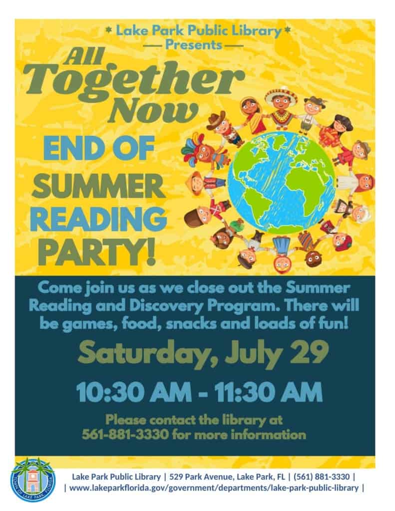Lake Park Public Library - End of Summer Reading Party - 2023 - details