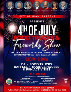 City of Miami Gardens - 4th of July Fireworks - 2023 - details - flyer