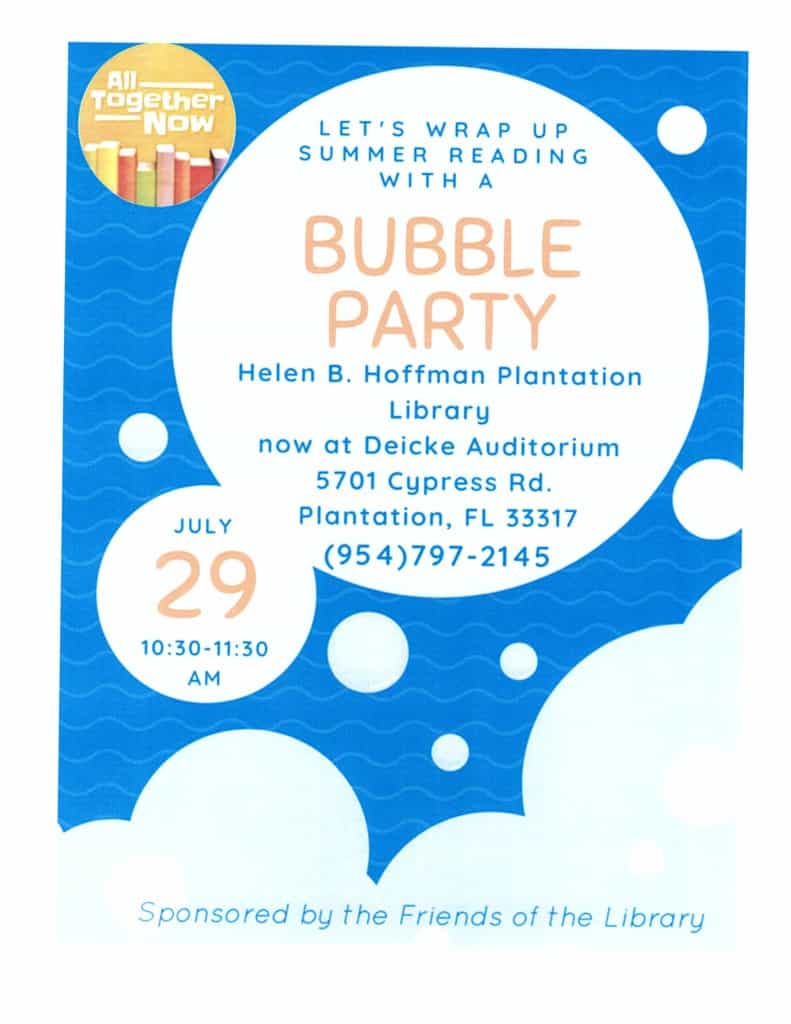 Helen B Hoffman Plantation Library - bubble party - details